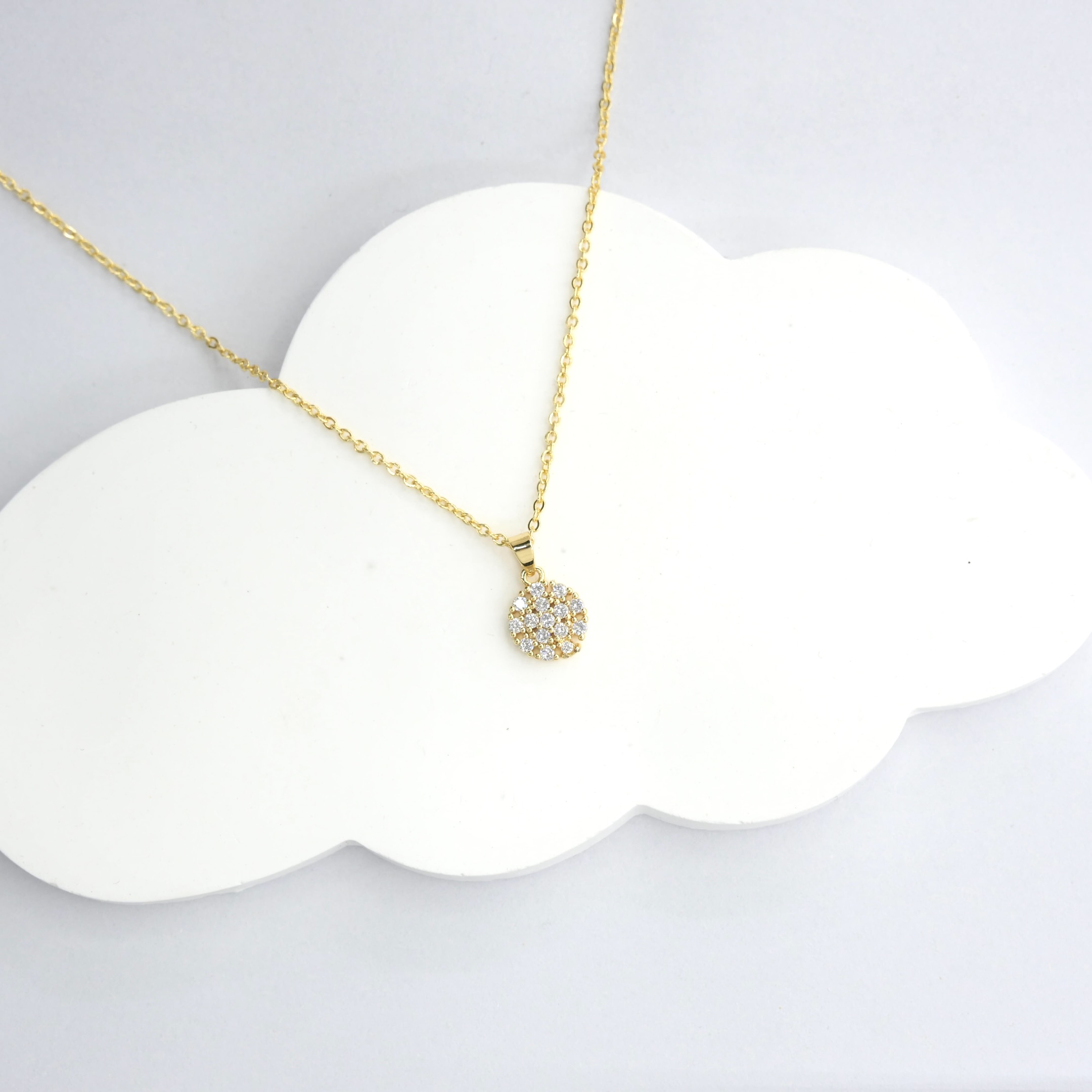 Gold round crystal cluster pendant necklace wholesale