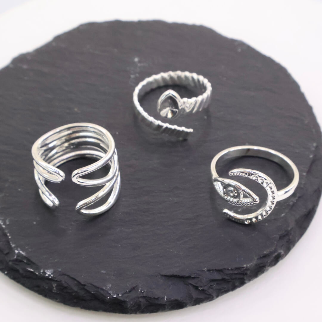 Silver Wave Open Rings wholesale product image